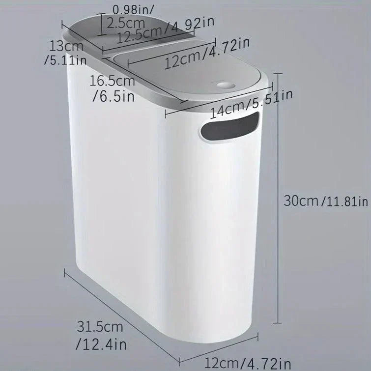 10 L Affaldsspand med Lydløs Lukning Slankt Pladsbesparende Design