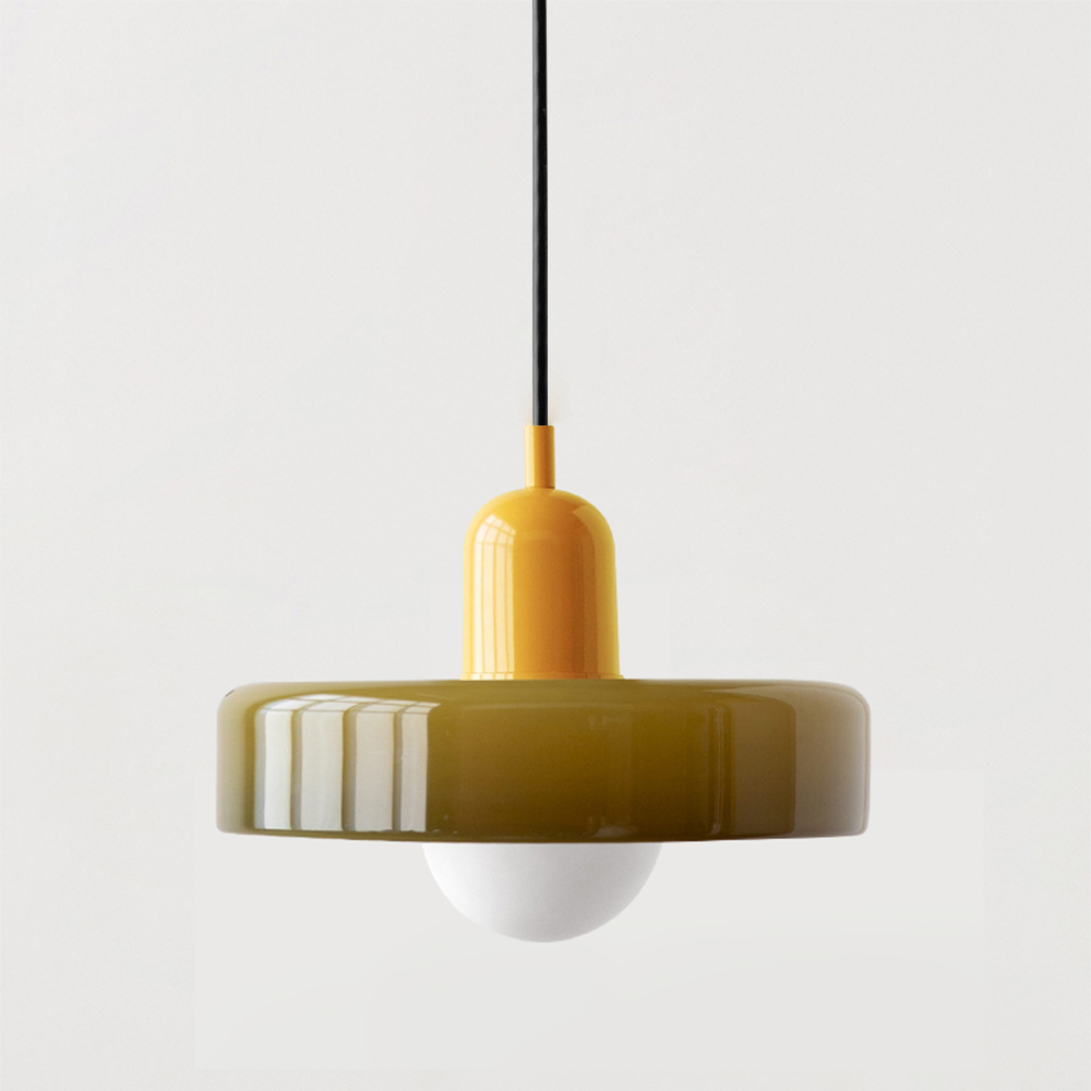Bauhaus Pendellampe i Farvet Glas med Moderne Design