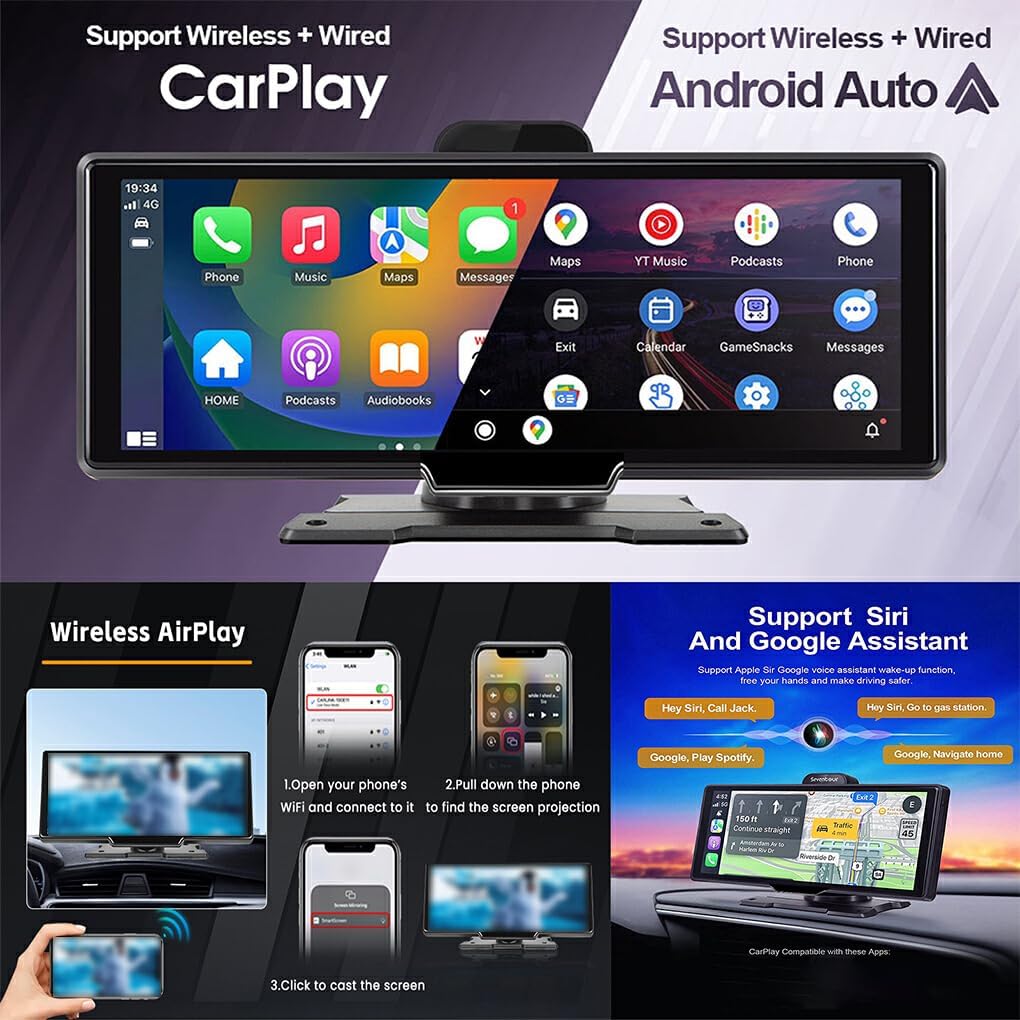 CarVision Pro Smart Bilskærm med CarPlay, Android Auto og Dashcam