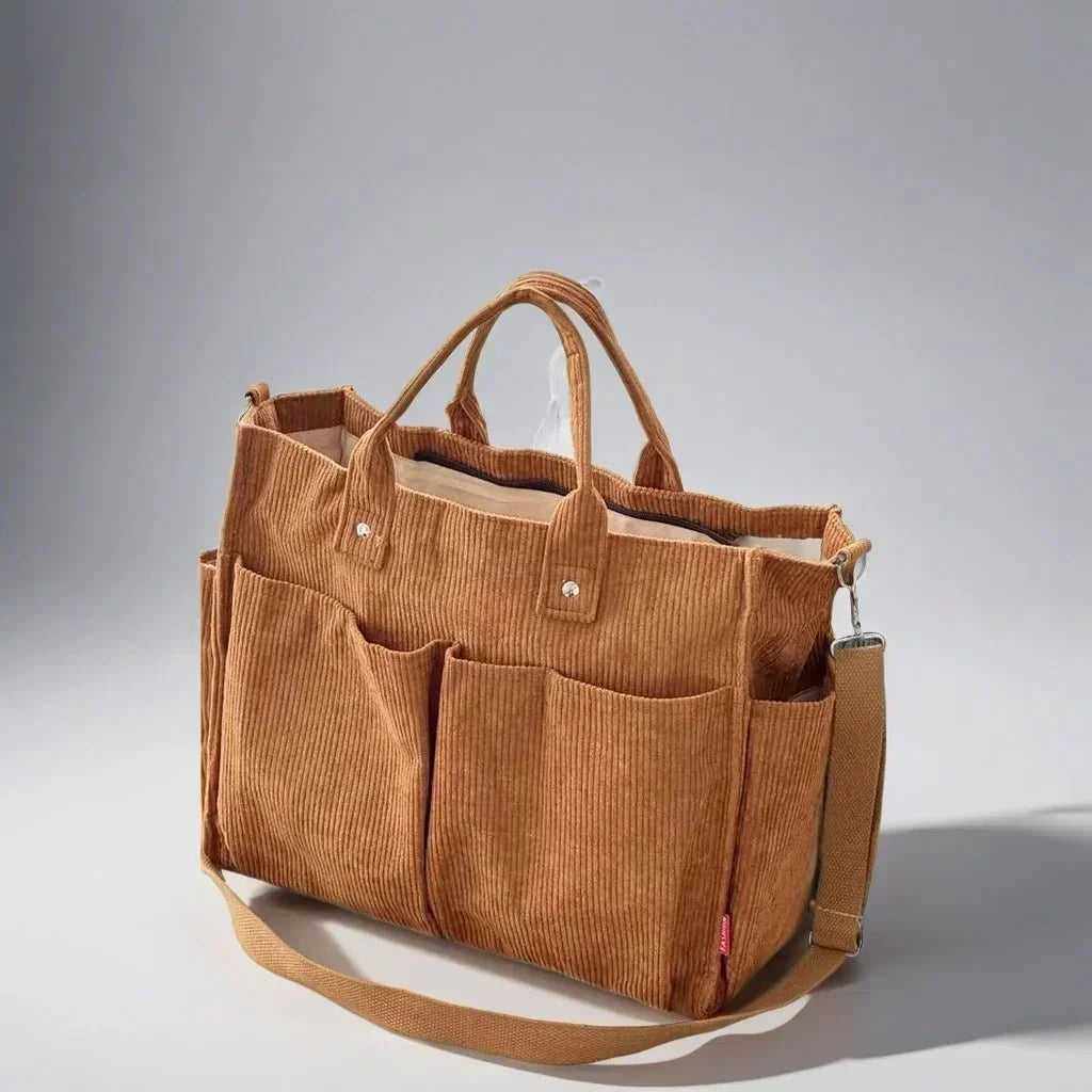 CordoTote Klassisk Fløjls Skuldertaske Rummelig Tote Bag til Hverdagsbrug