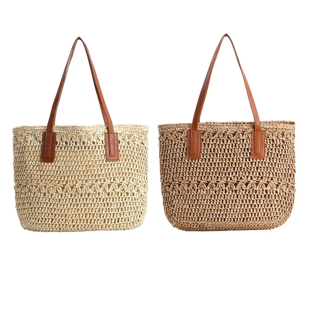 Genevieve Stråtaske med Ægte Læderremme – Rummelig Sommer Shopper