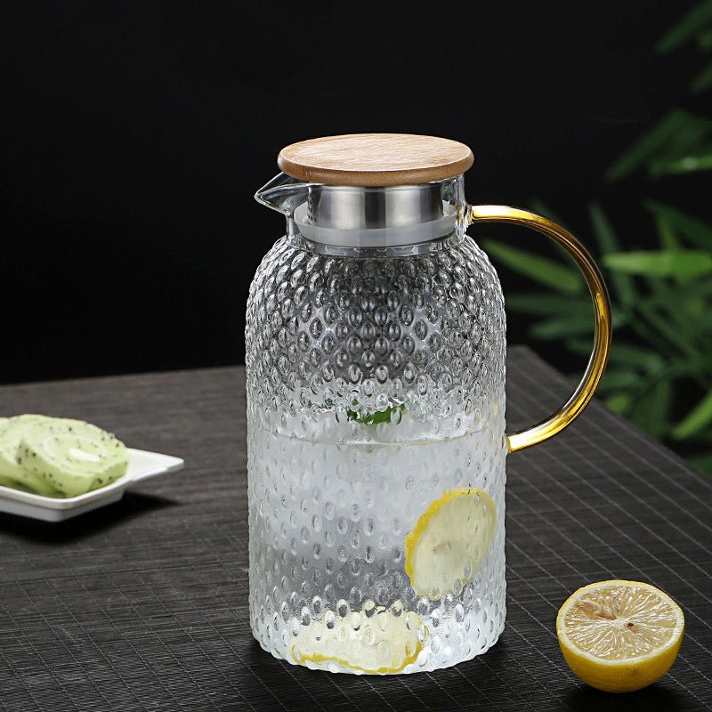 Varmebestandig Glas Kande med Bambuslåg til Varme og Kolde Drikke