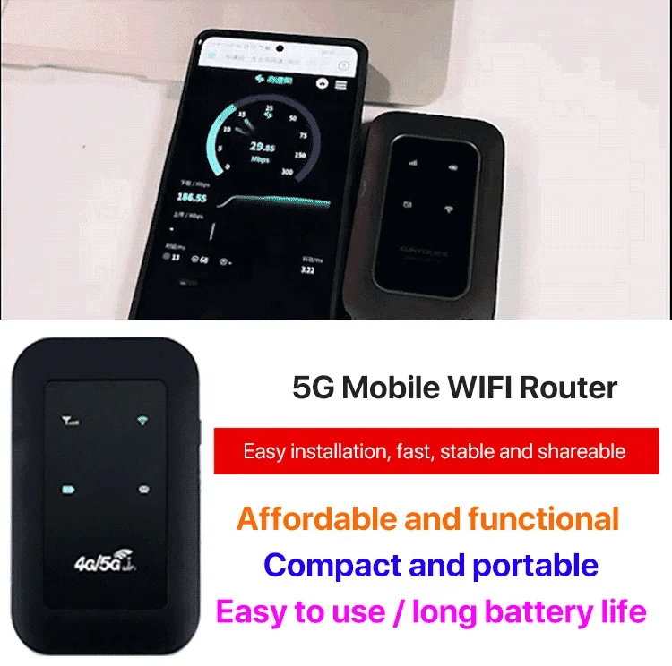 Bærbar 5G Wi-Fi-router med høj hastighed og mobilt hotspot til flere enheder