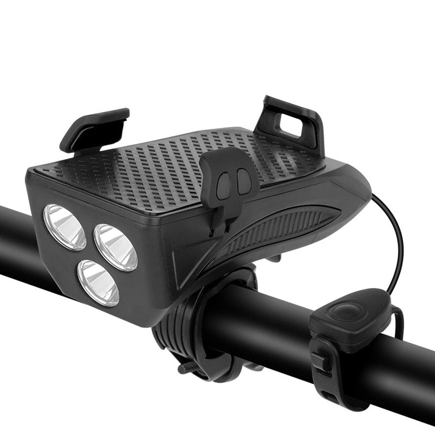 RideLight 4-i-1 Cykellygte med Mobilholder, Powerbank og Horn