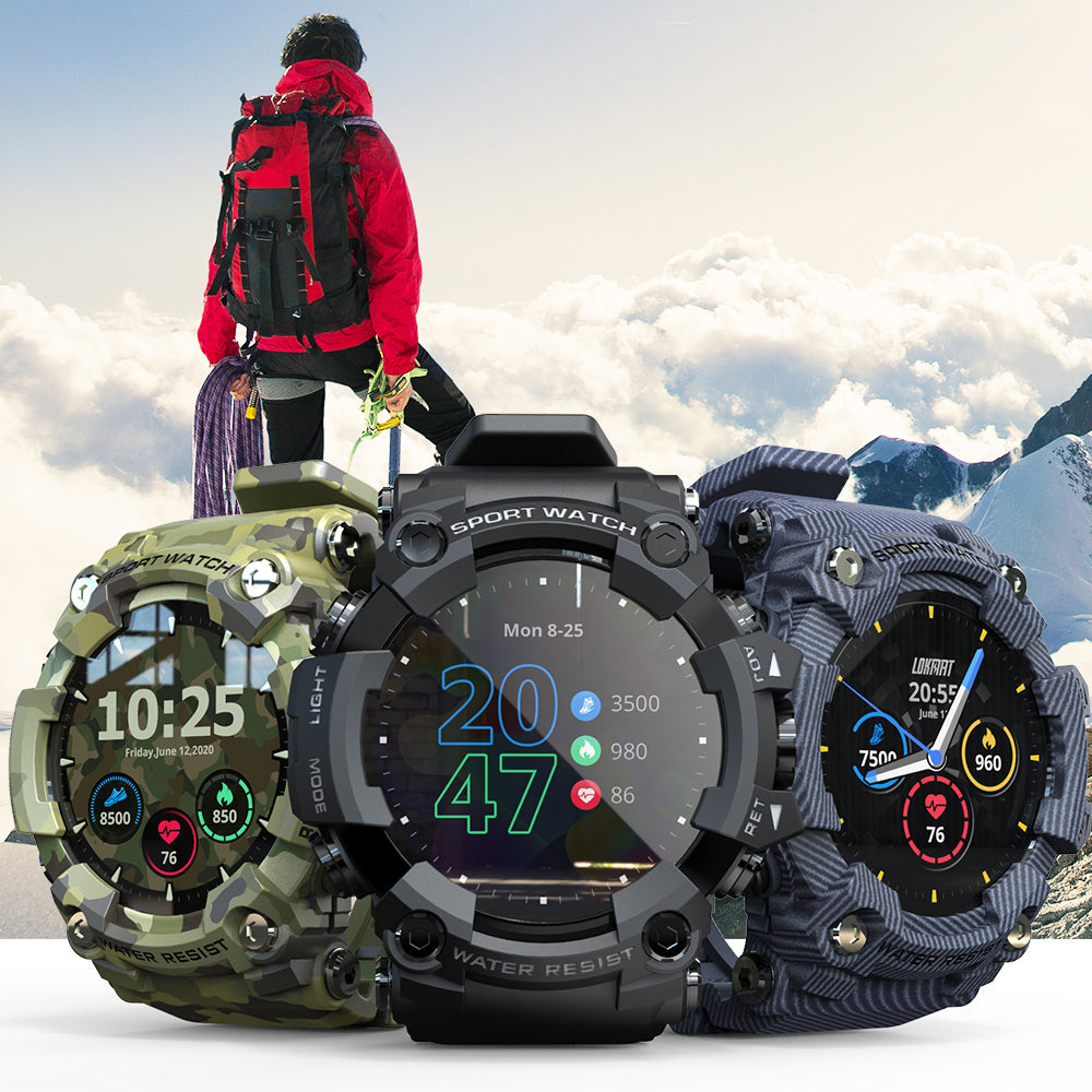 Taktisk smartwatch med pulsmåling og vandtæt IP68-design