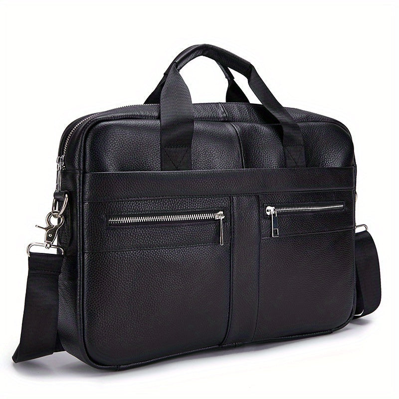 Ventolini herreskuldertaske i ægte læder med justerbar crossbody-rem