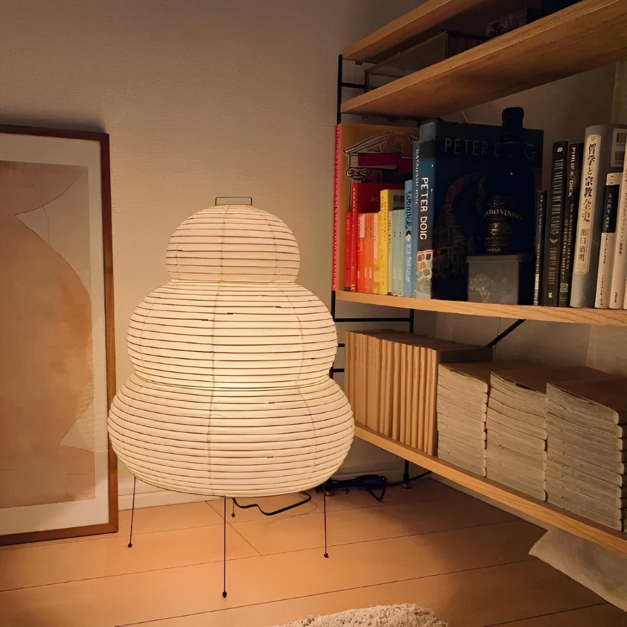 Zen Gulvlampe med Dæmpbar LED-belysning og Japanskinspireret Design