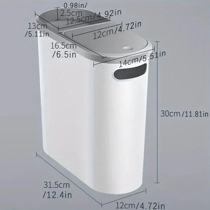 10 L Affaldsspand med Lydløs Lukning Slankt Pladsbesparende Design