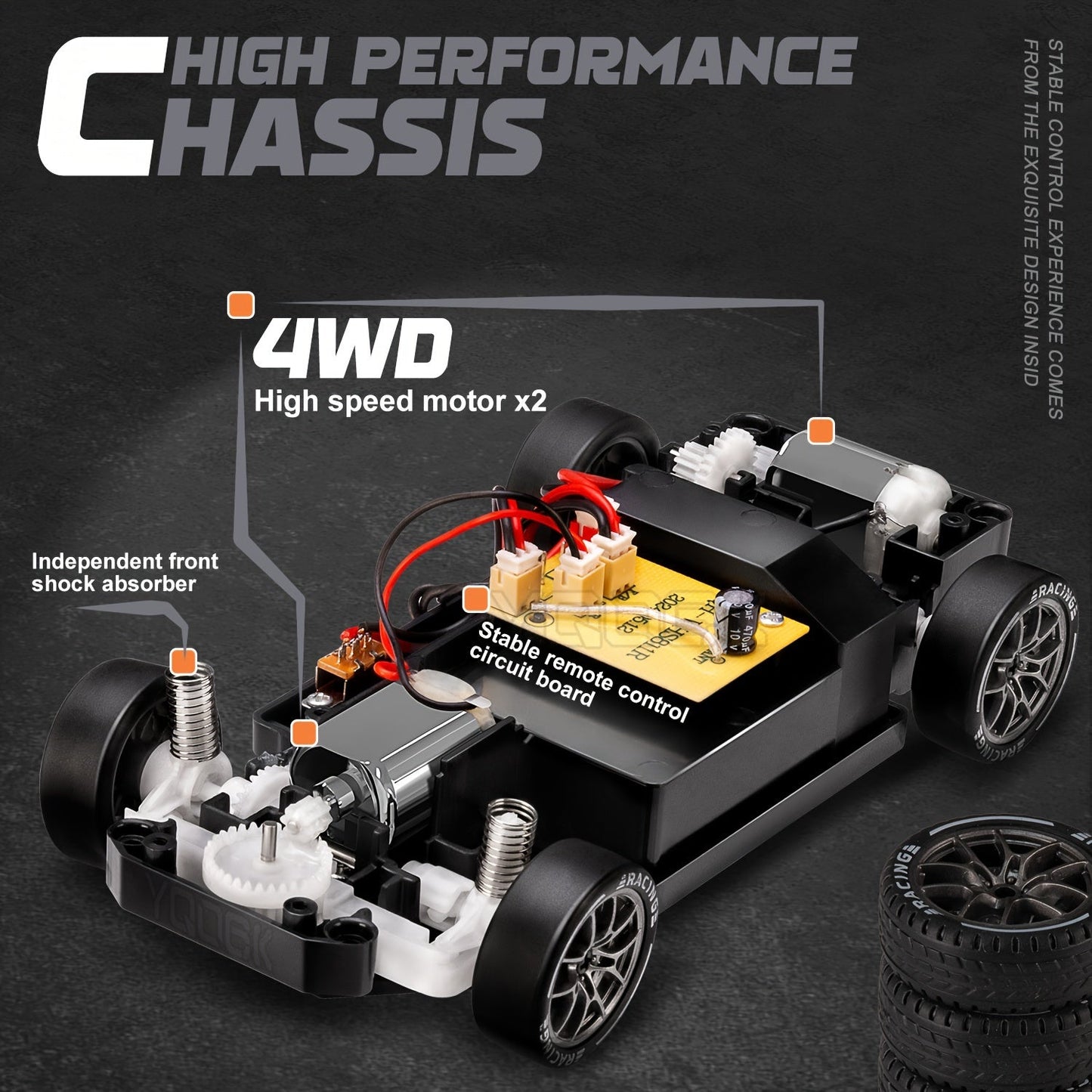 1:24 RC Driftbil med LED-Hjul og Genopladeligt 4WD-Racersystem