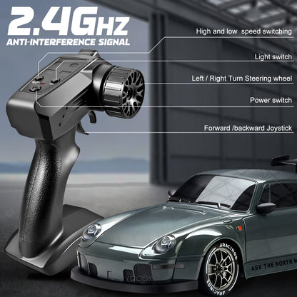 1:24 RC Driftbil med LED-Hjul og Genopladeligt 4WD-Racersystem