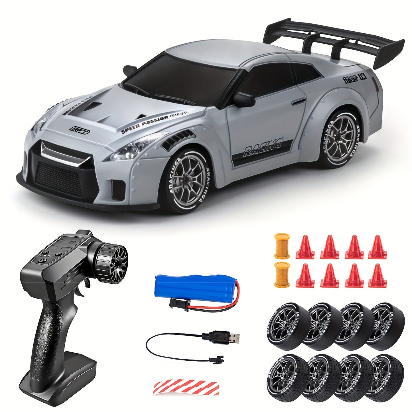 1:24 RC Driftbil med LED-Hjul og Genopladeligt 4WD-Racersystem