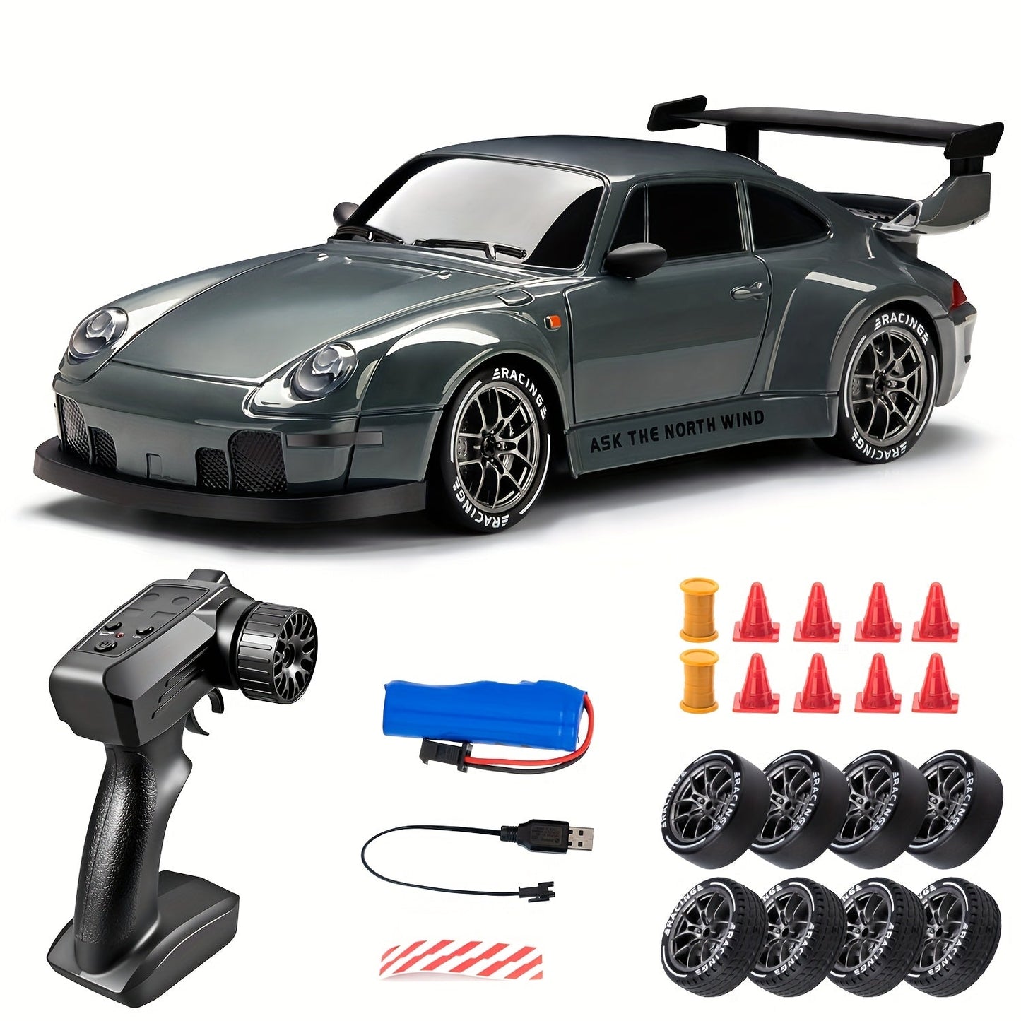 1:24 RC Driftbil med LED-Hjul og Genopladeligt 4WD-Racersystem