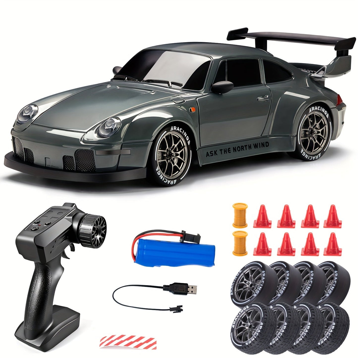 1:24 RC Driftbil med LED-Hjul og Genopladeligt 4WD-Racersystem