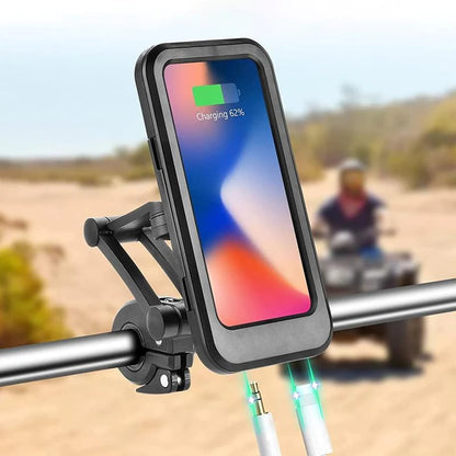 Vandtæt cykeltelefonholder med 15W powerbank og USB-opladning