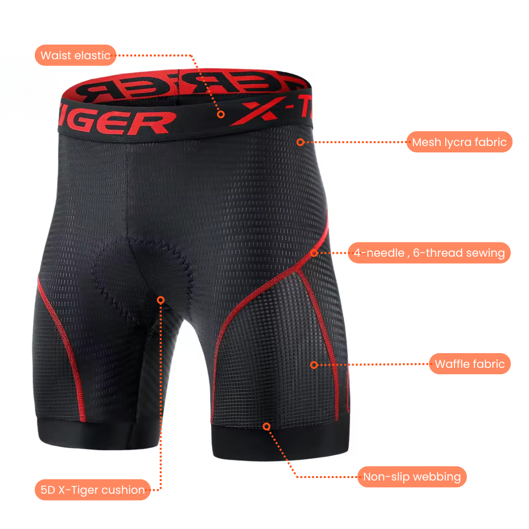 Cykelshorts med kort ben og 3D-gelpolstring
