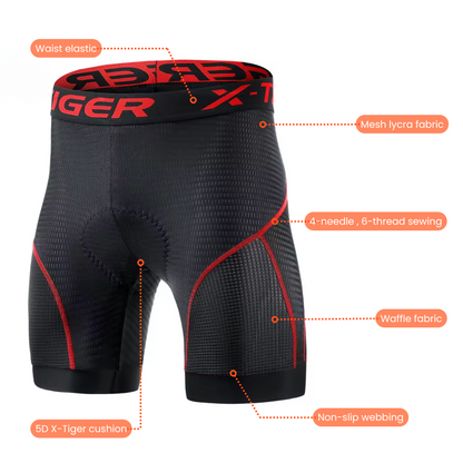 Cykelshorts med kort ben og 3D-gelpolstring