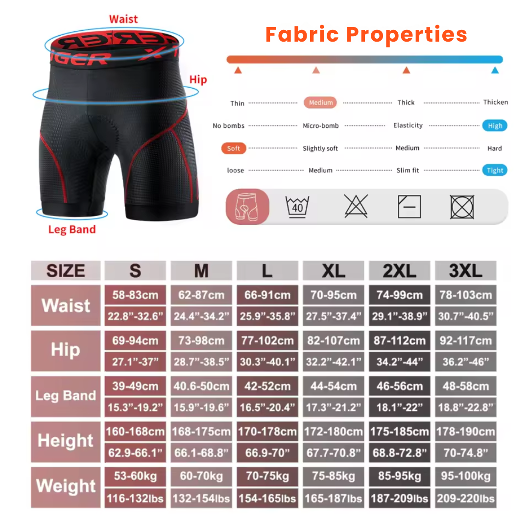 Cykelshorts med kort ben og 3D-gelpolstring