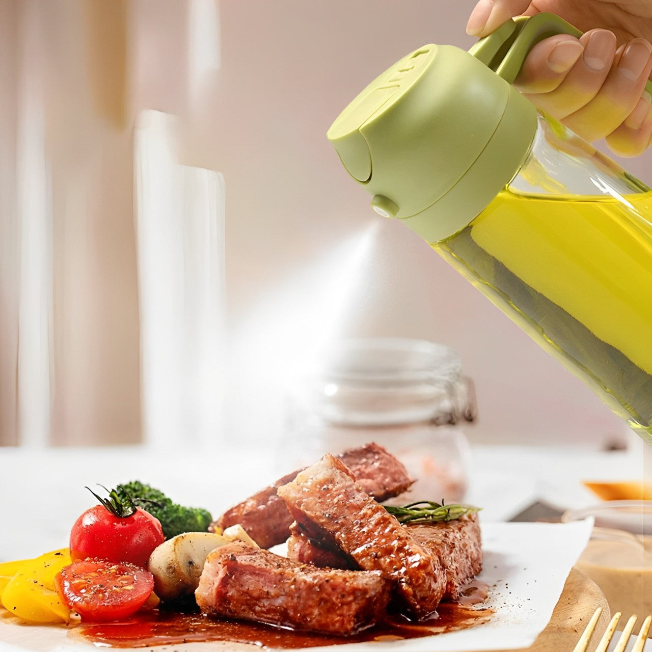 2-i-1 Oliesprayer og Oliekande – 500 ml til Madlavning og Grill