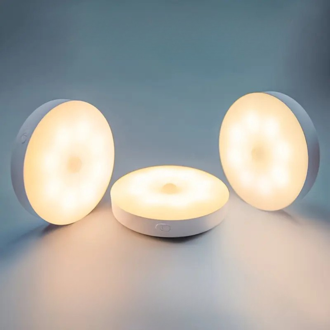 3-pak Genopladelige LED Natlamper med Bevægelsessensor og Magnet