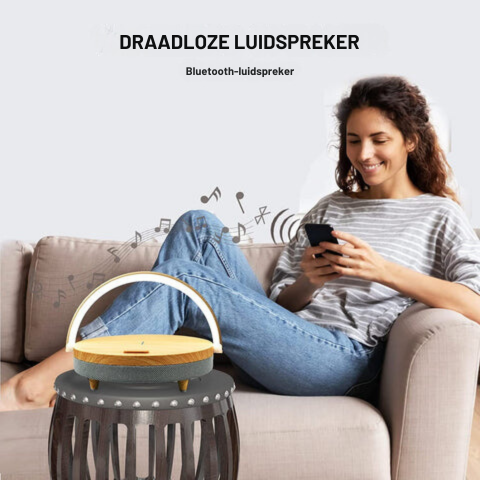 3-i-1 LED Skrivebordslampe med Bluetooth-højttaler og Trådløs Oplader