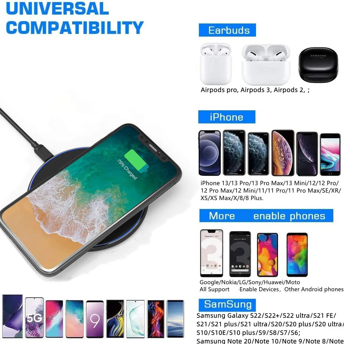 30 W Hurtig Trådløs Oplader med USB-C