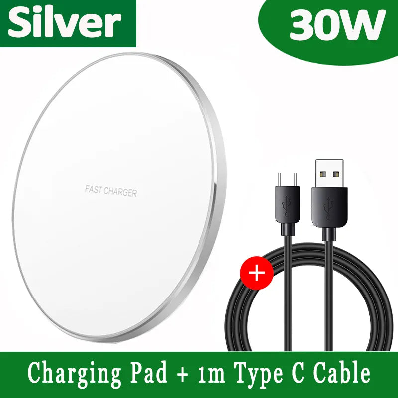 30 W Hurtig Trådløs Oplader med USB-C