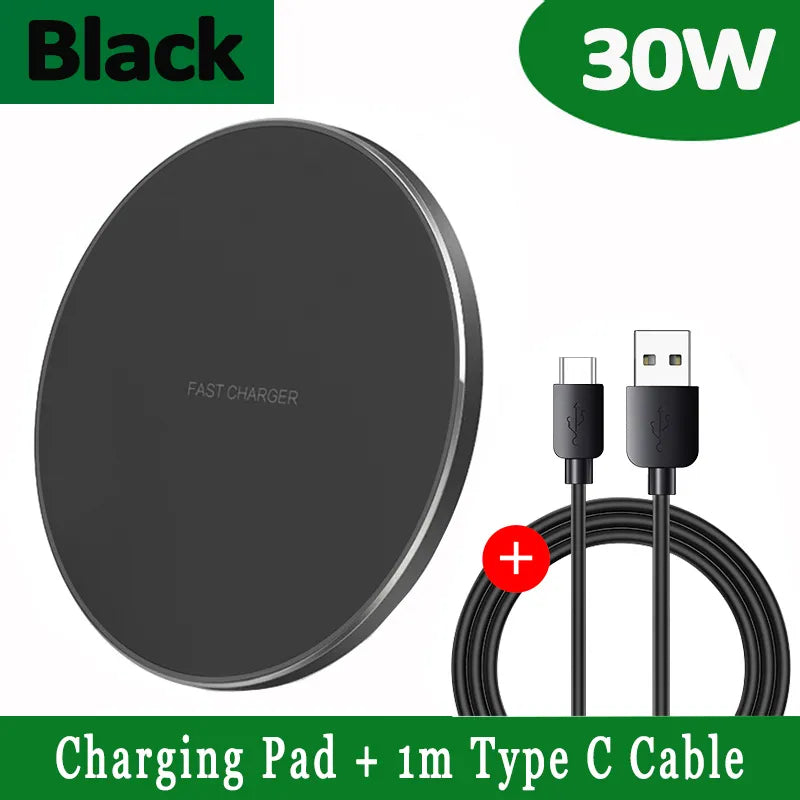 30 W Hurtig Trådløs Oplader med USB-C