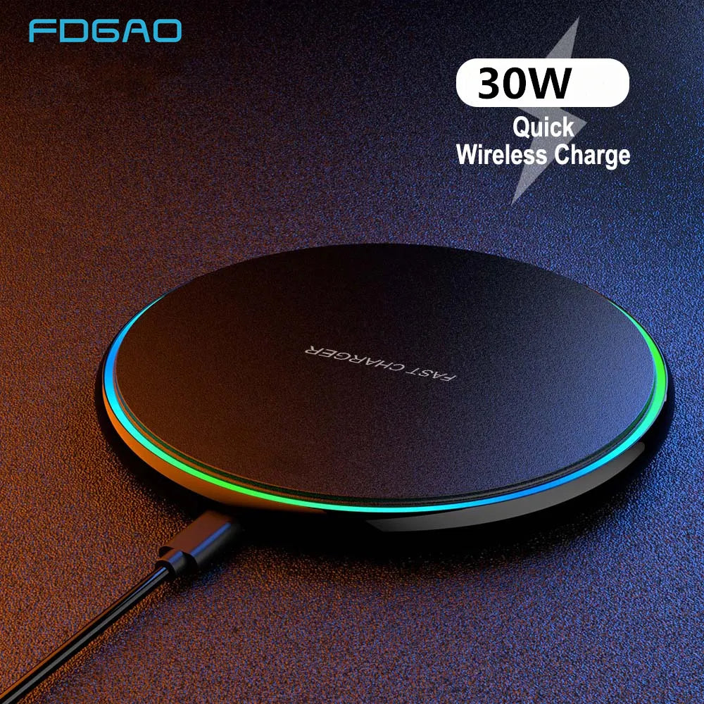 30 W Hurtig Trådløs Oplader med USB-C
