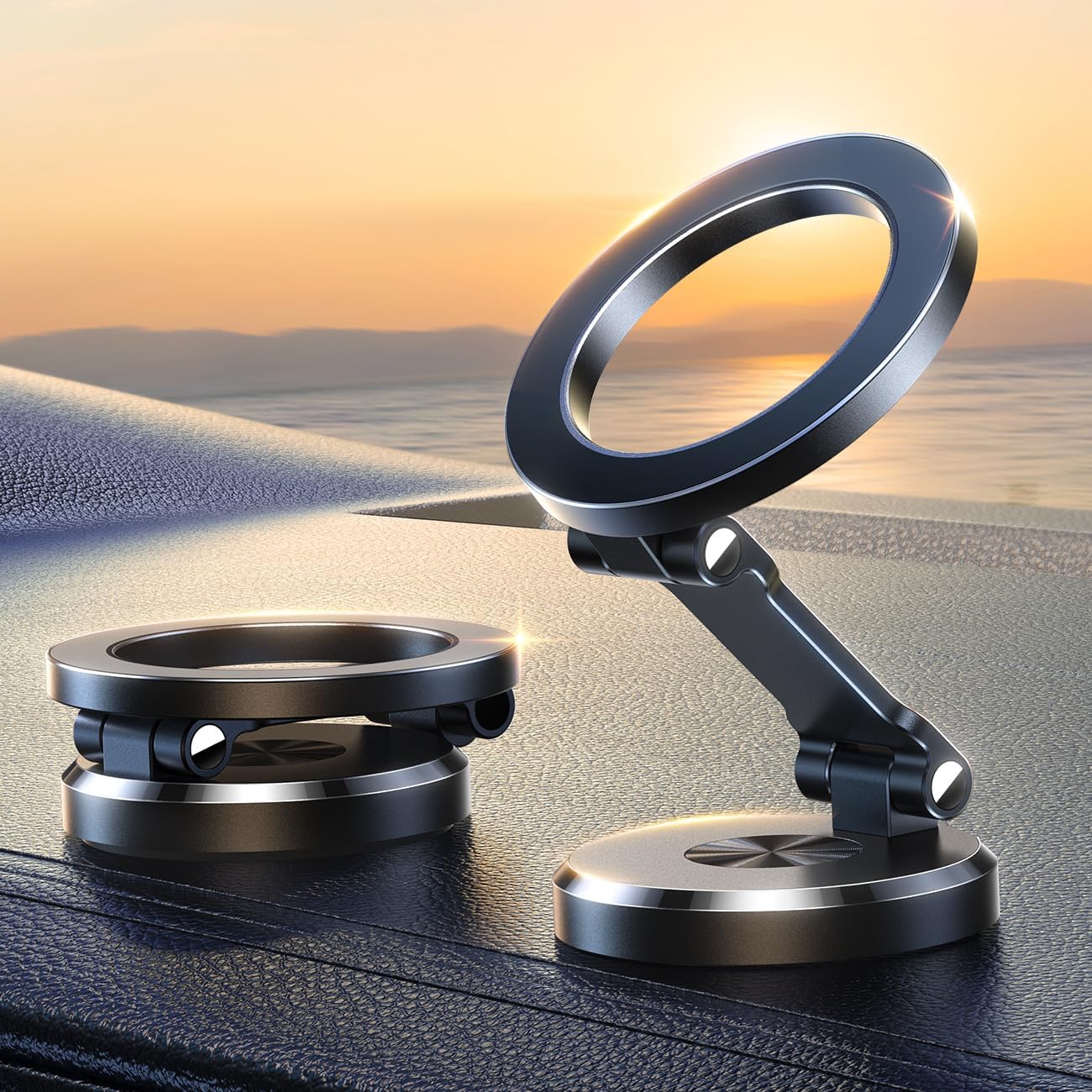 360° Sammenfoldelig Magnetisk Mobilholder til Bil med Justerbar Montering