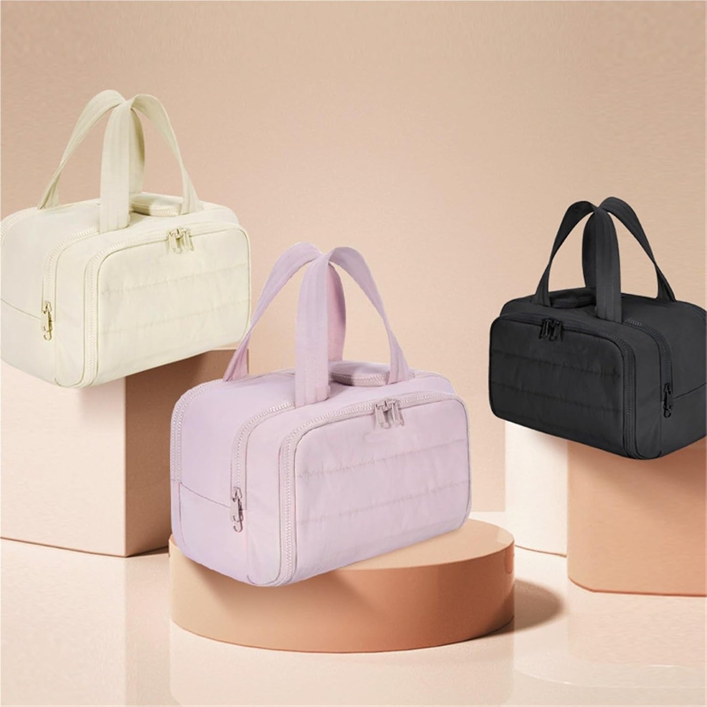 4-i-1 Puffy Toilettaske til Kvinder – Stor Organizer til Makeup og Hudpleje