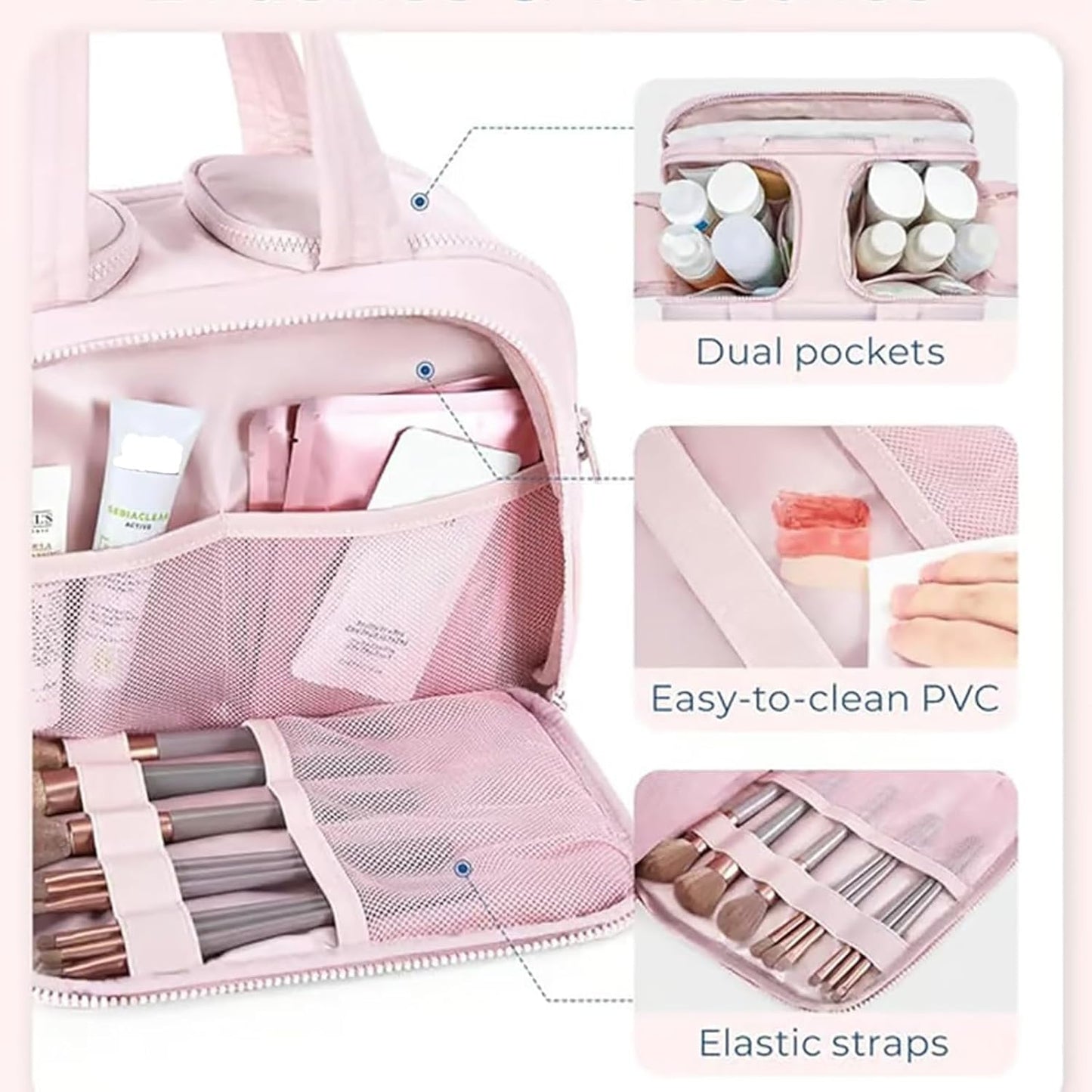 4-i-1 Puffy Toilettaske til Kvinder – Stor Organizer til Makeup og Hudpleje
