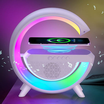 4 in 1 Smart Alarm Clock with Mood Light Speaker and Wireless Charger