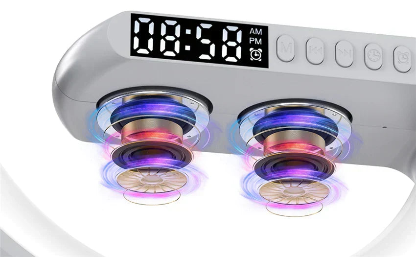 4 in 1 Smart Alarm Clock with Mood Light Speaker and Wireless Charger