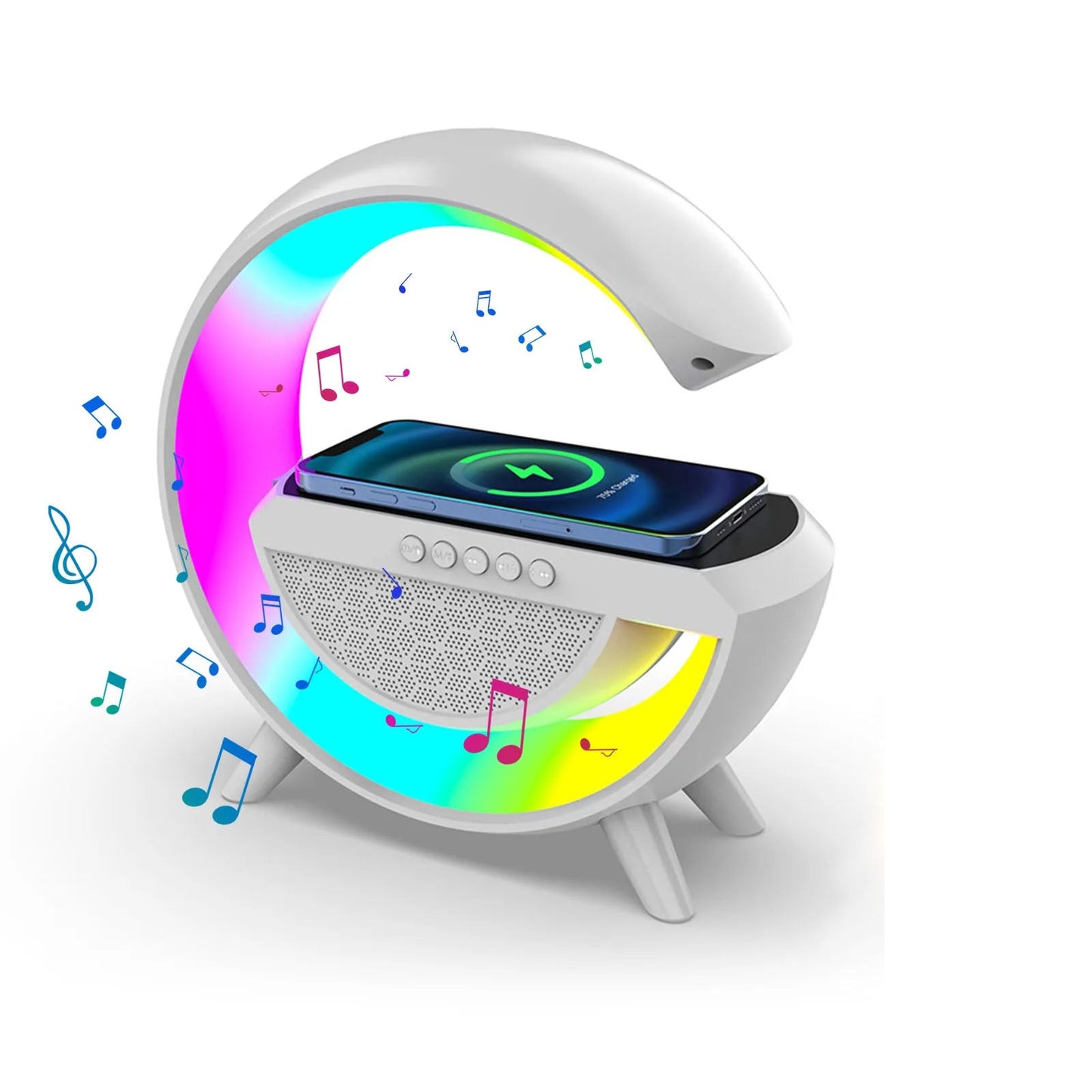 4 in 1 Smart Alarm Clock with Mood Light Speaker and Wireless Charger