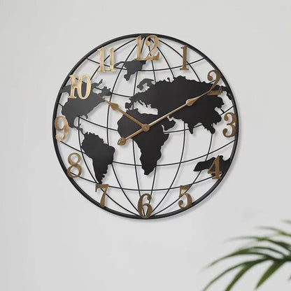 60 cm Verdenskort Vægur i Moderne Dekorativt Design
