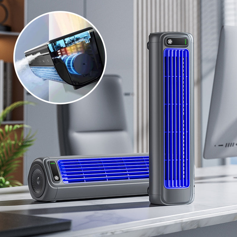 AirWave bærbart genopladeligt klimaanlæg med mini-køleblæser og 12 timers batteritid