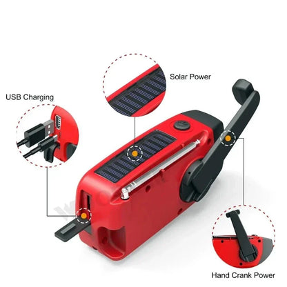 Alt-i-Én Nødradio med Solceller & Powerbank