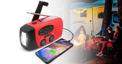 Alt-i-Én Nødradio med Solceller & Powerbank