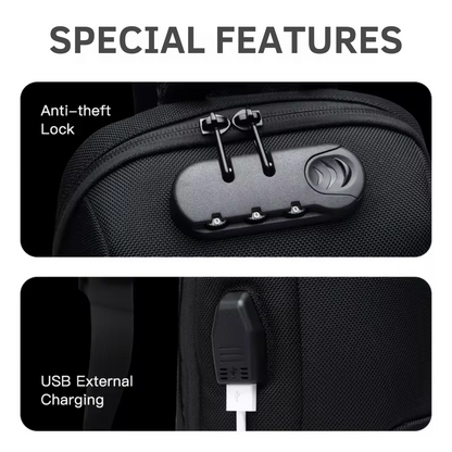Tyverisikret crossbody taske med USB-opladningsport