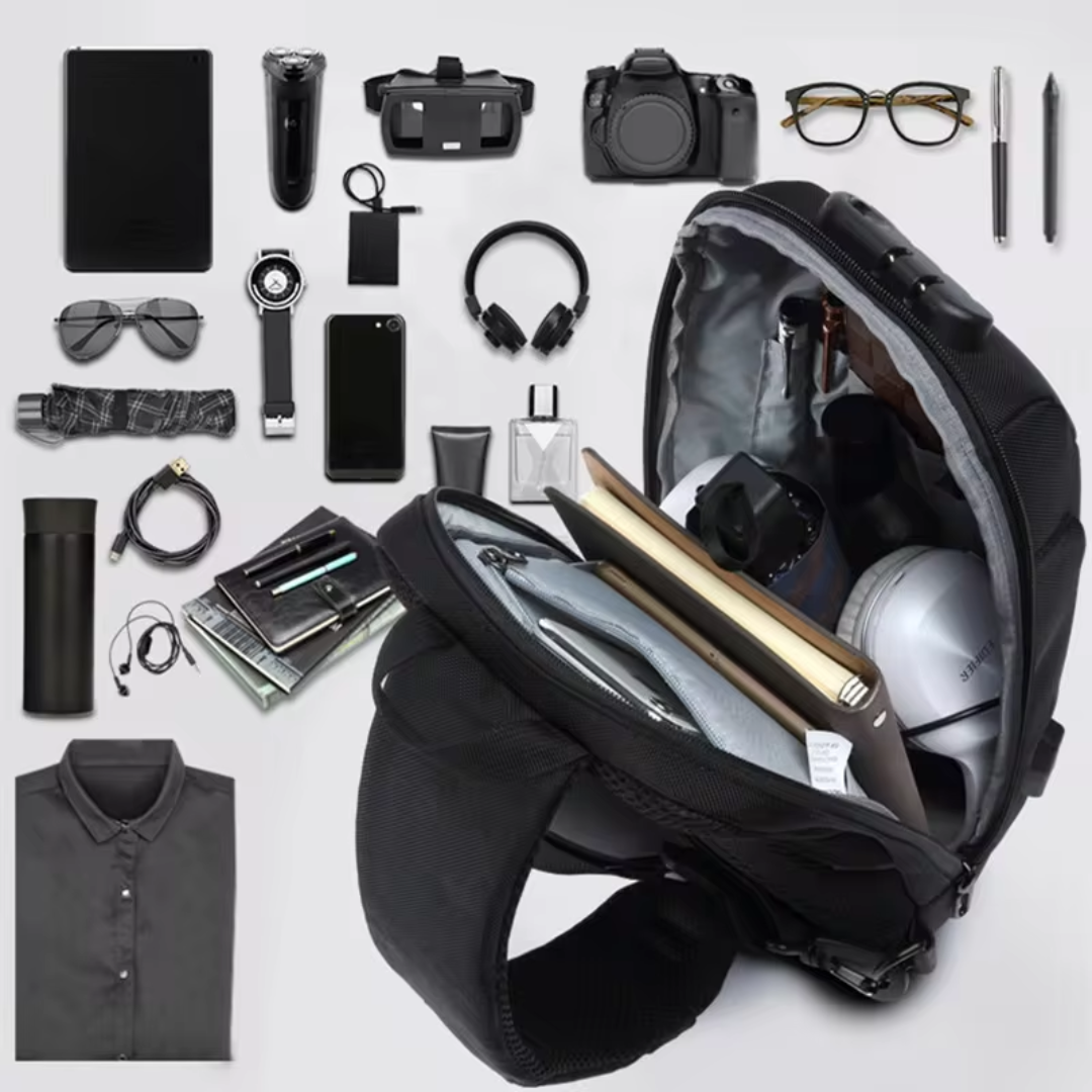Tyverisikret crossbody taske med USB-opladningsport