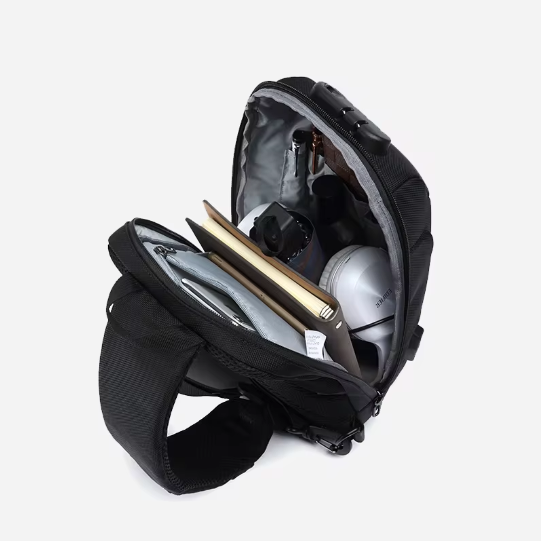 Tyverisikret crossbody taske med USB-opladningsport