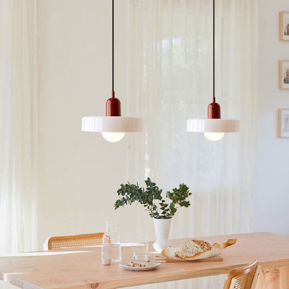 Bauhaus Pendellampe i Farvet Glas med Moderne Design