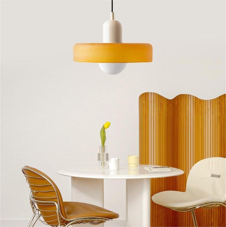 Bauhaus Pendellampe i Farvet Glas med Moderne Design