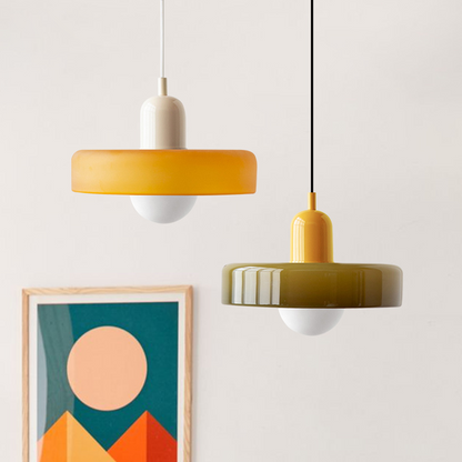 Bauhaus Pendellampe i Farvet Glas med Moderne Design