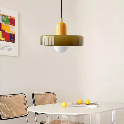 Bauhaus Pendellampe i Farvet Glas med Moderne Design