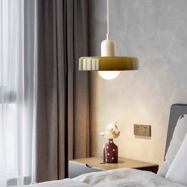 Bauhaus Pendellampe i Farvet Glas med Moderne Design