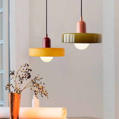 Bauhaus Pendellampe i Farvet Glas med Moderne Design