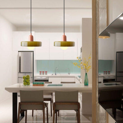 Bauhaus Pendellampe i Farvet Glas med Moderne Design