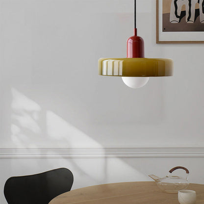 Bauhaus Pendellampe i Farvet Glas med Moderne Design