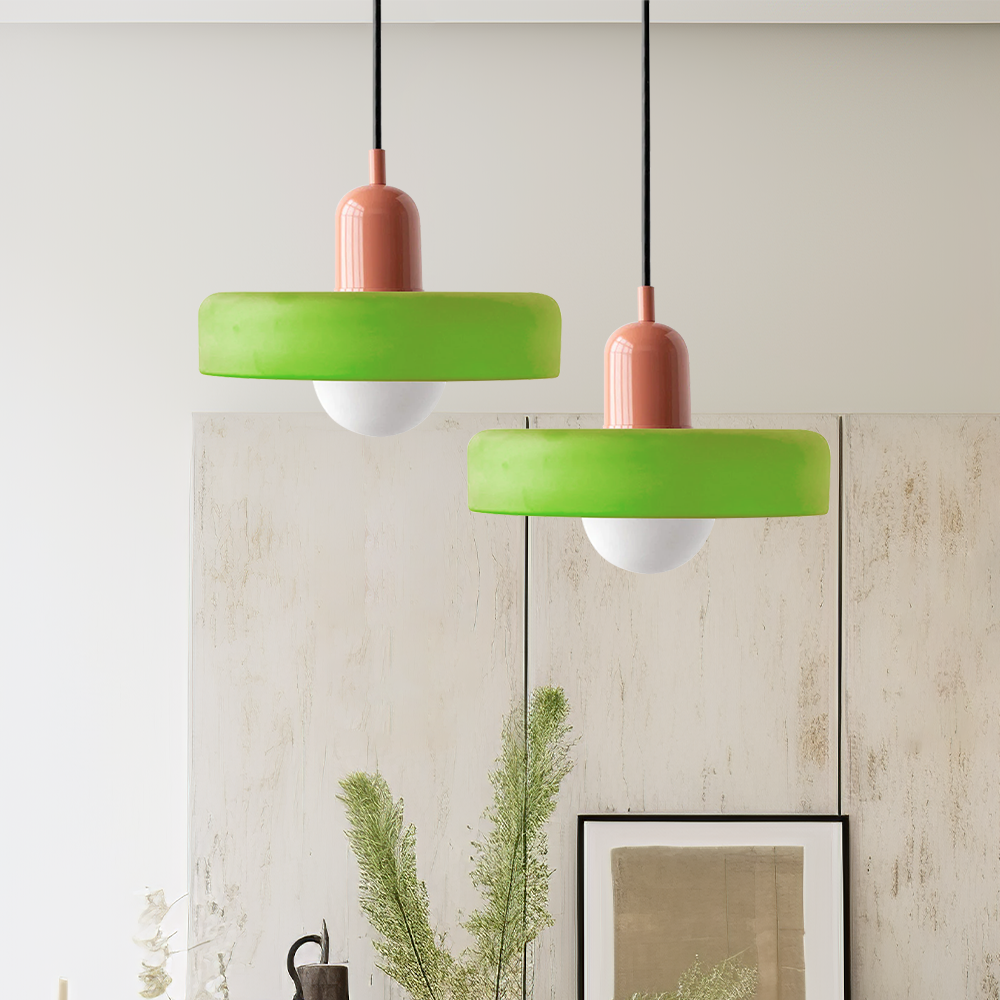 Bauhaus Pendellampe i Farvet Glas med Moderne Design